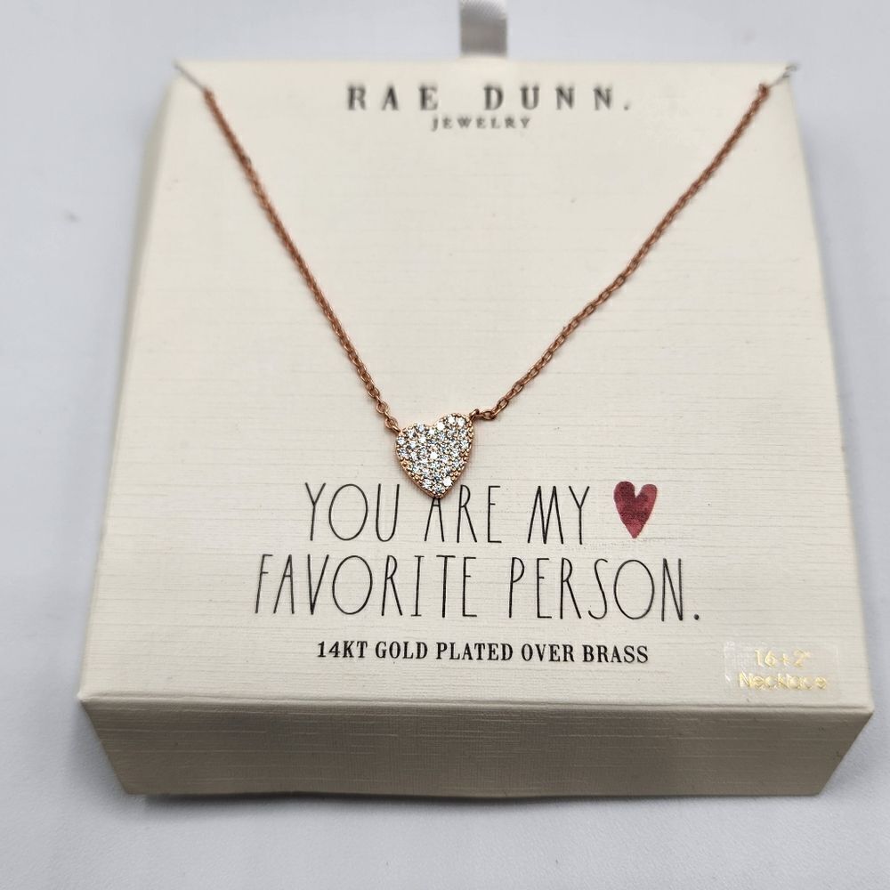 Rae Dunn 14k gold plated heart necklace
